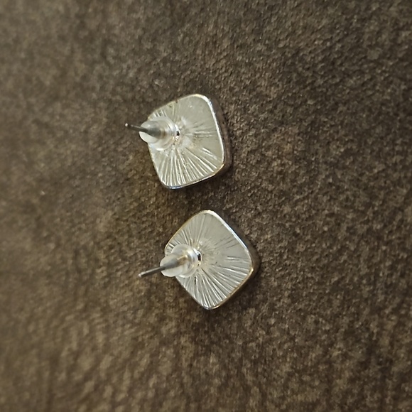 3/$30 Square Pink Floral Post Earrings - Picture 3 of 5